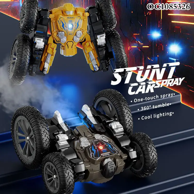 RC Transforming Robot Stunt Car with Steam Spray & LED Light Show