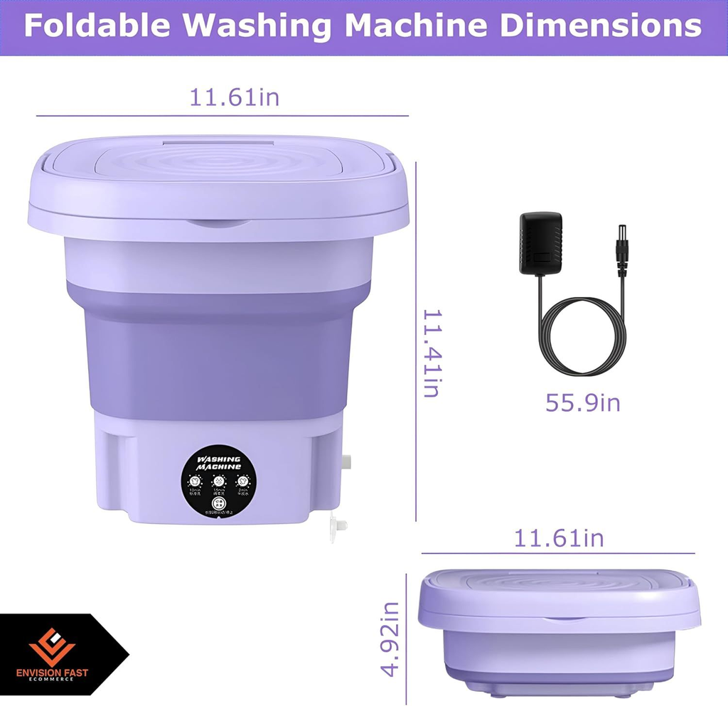 Mini Washing Machine – Foldable Portable Washer with Spin Dryer